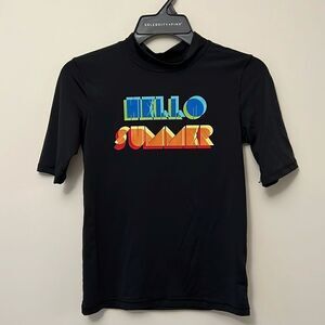 Cat & Jack youth boys size large (12/14) Hello Summer black swim shirt.